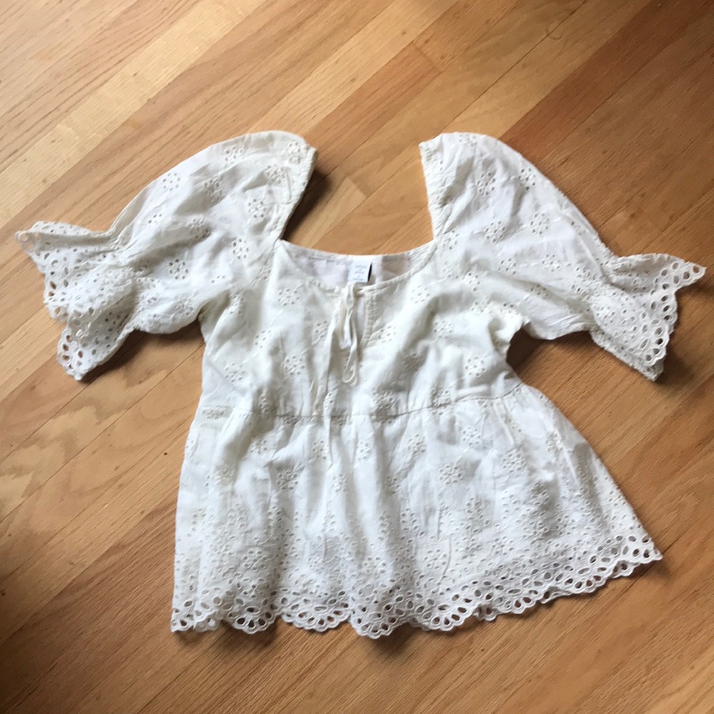 Patrons of Peace White Square Neck Puff Sleeve Blouse